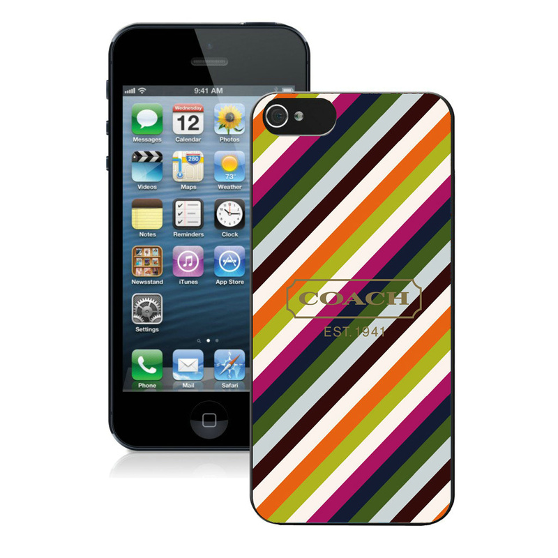 Coach Stripe Multicolor iPhone 5 5S Cases AUH