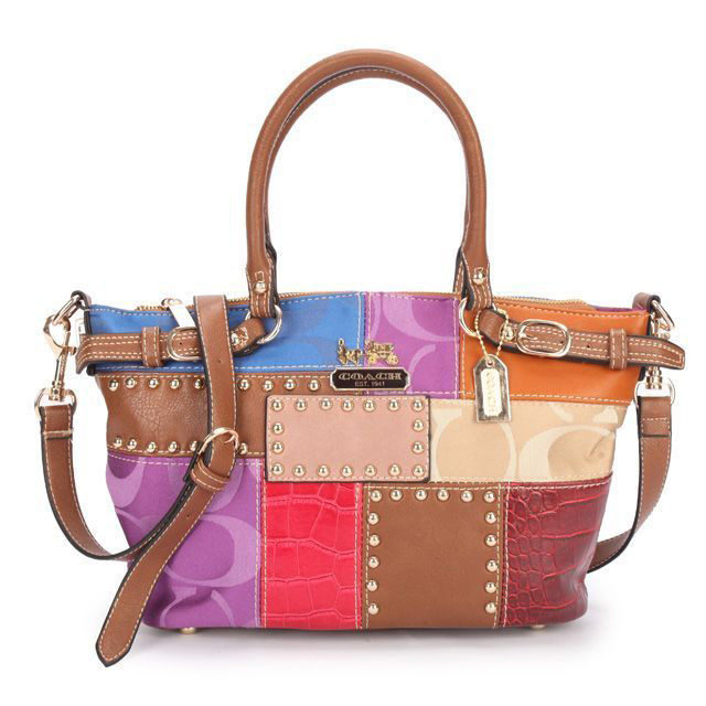 Coach Holiday Kelsey In Signature Medium Brown Multi Satchels EBO