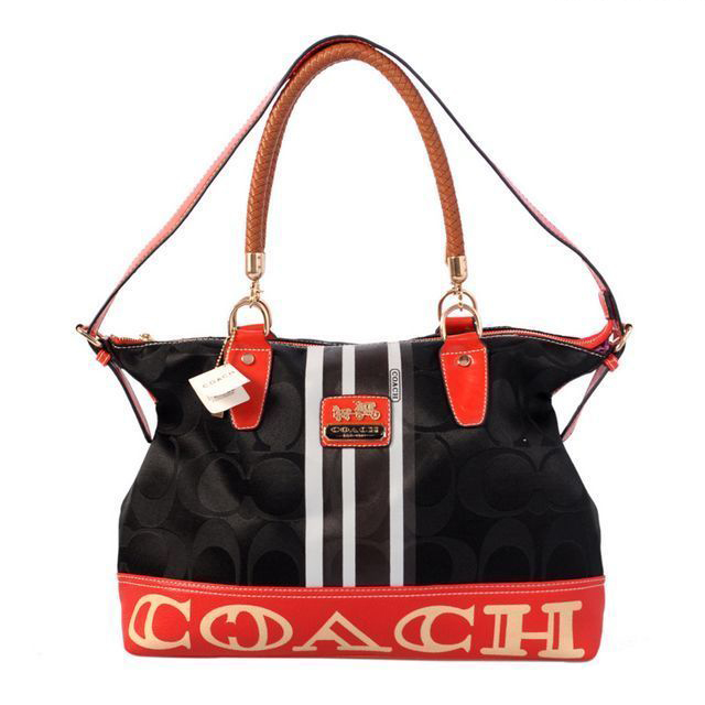 Coach Braided In Signature Large Black Totes BFQ