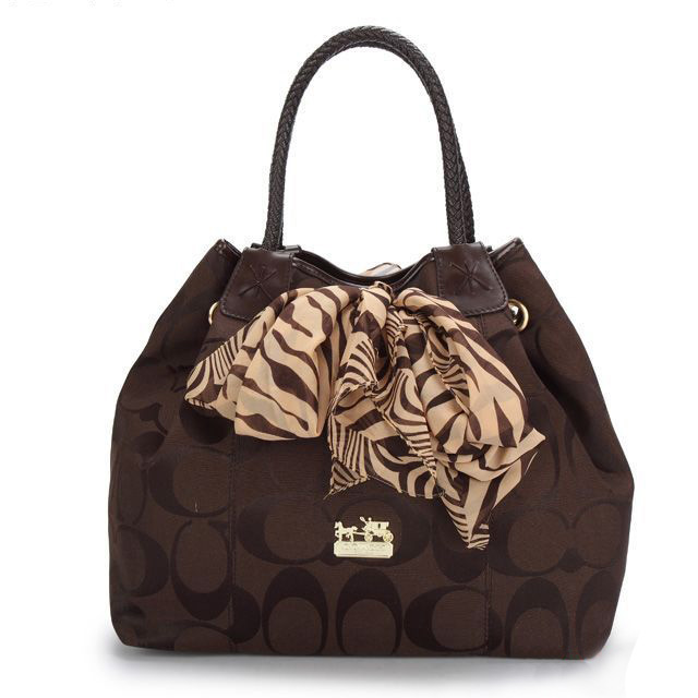 Coach North South Scarf Large Coffee Totes ATS
