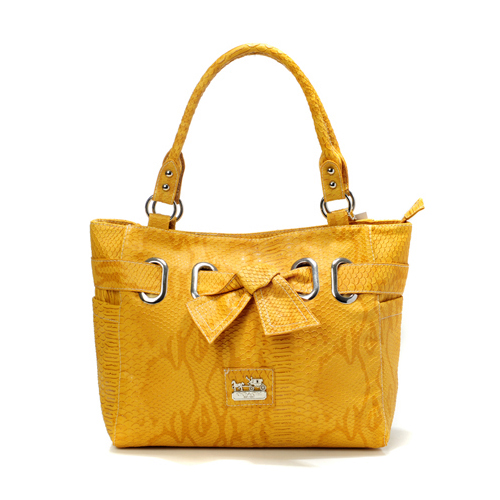 Coach Embossed Bowknot Signature Medium Yellow Totes DDS