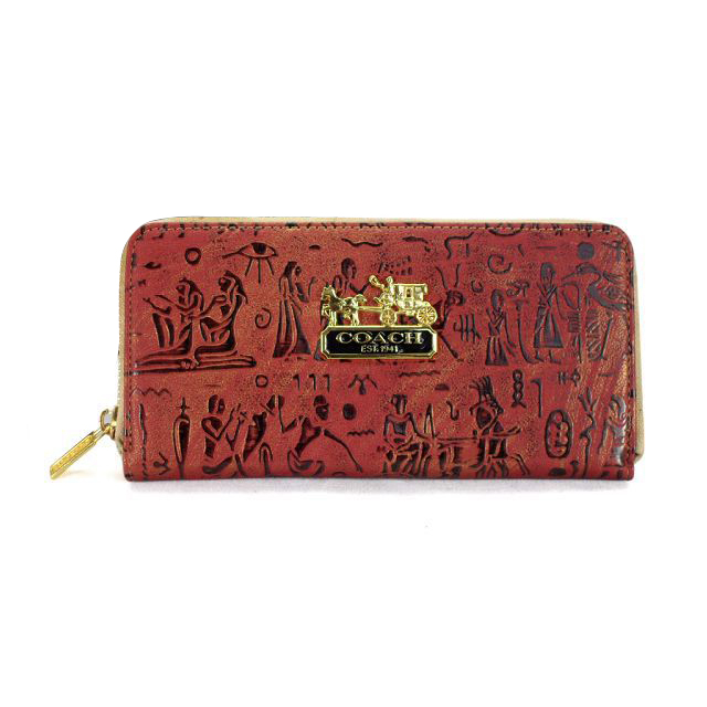 Coach Egyptian Wall Painting Large Red Wallets EDU