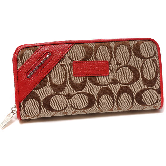 Coach Zip In Signature Large Red Wallets DUH