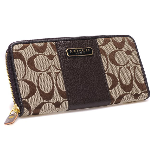 Coach Logo In Signature Large Coffee Wallets CHX