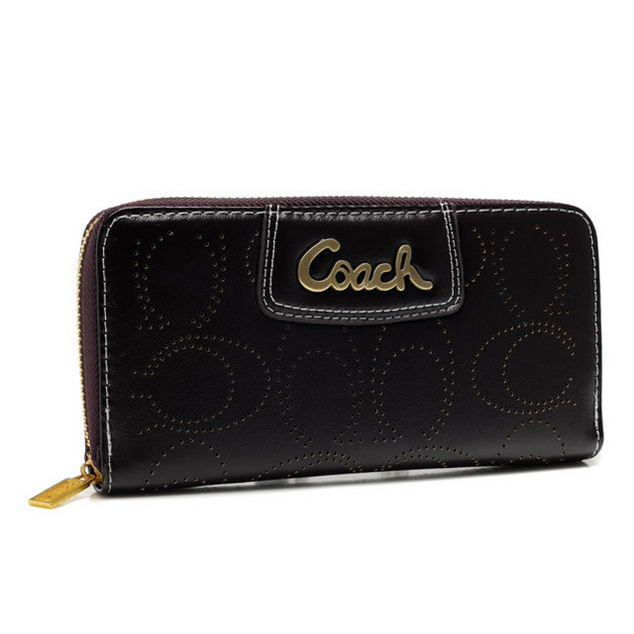 Coach Perforated Logo Large Coffee Wallets AXU